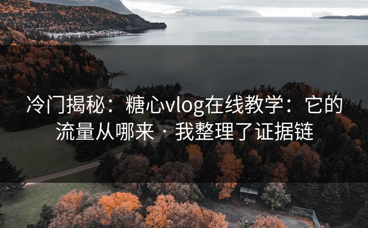 冷门揭秘：糖心vlog在线教学：它的流量从哪来 · 我整理了证据链