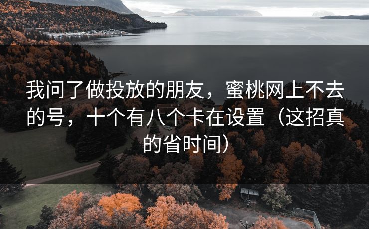 我问了做投放的朋友，蜜桃网上不去的号，十个有八个卡在设置（这招真的省时间）